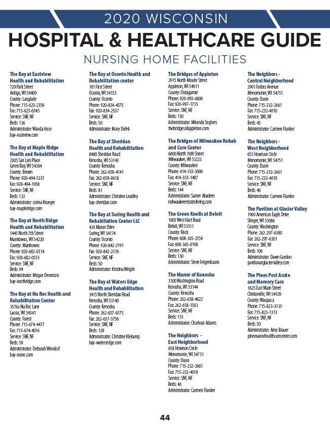 2019 Wisconsin Hospital Guide Page 46